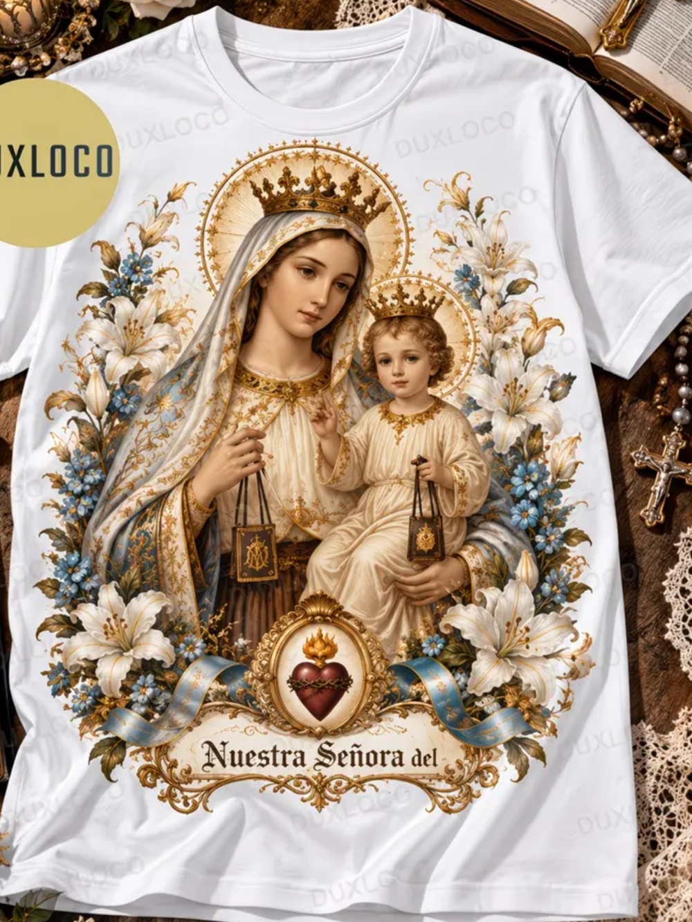 Our Lady of Carmel
Short Sleeve T-Shirt Casual Round Neck Tee women or men T-shi